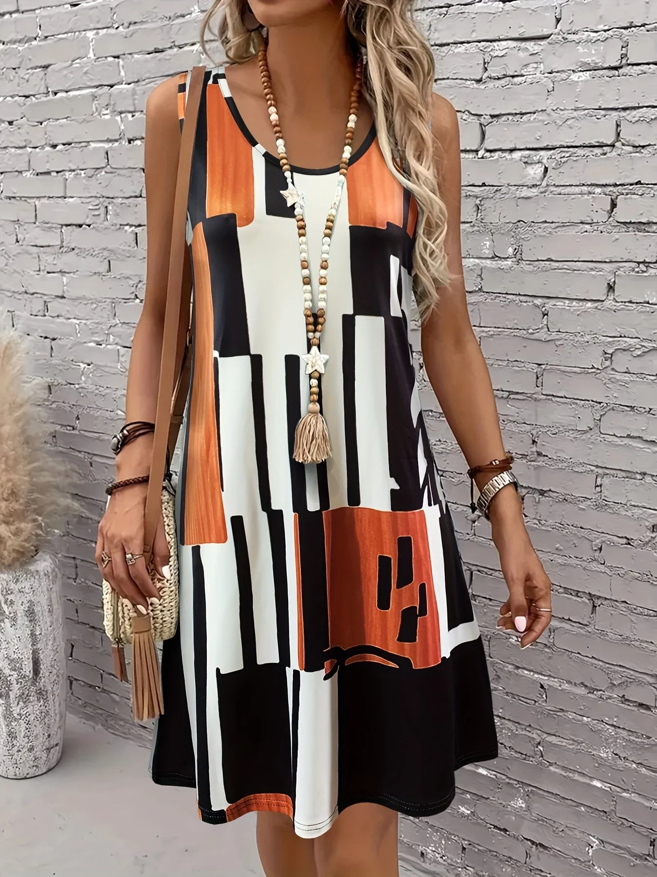 Elliette - Vestido geométrico elegante y casual