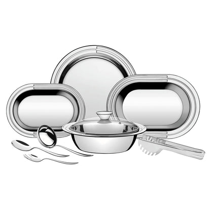[8 PIEZAS] Set para Servir de Acero Inoxidable + 3 Tupper de vidrio gratis