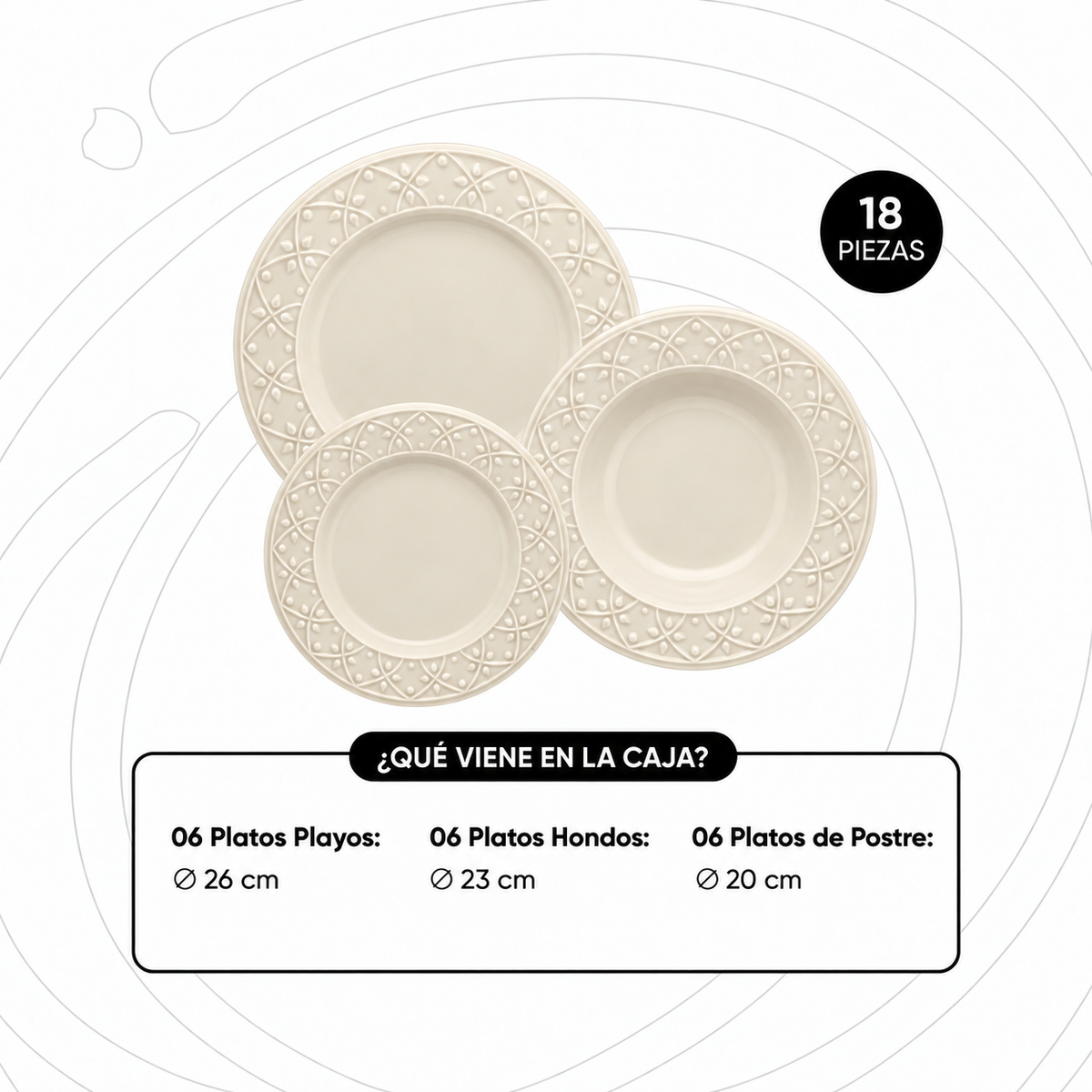 [18 PIEZAS] Juego de Vajilla de Cerámica para 6 Personas + Set de Silicona de Regalo