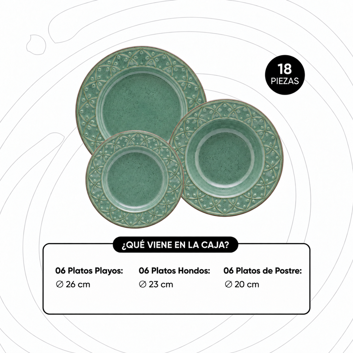 [18 PIEZAS] Juego de Vajilla de Cerámica para 6 Personas + Set de Silicona de Regalo