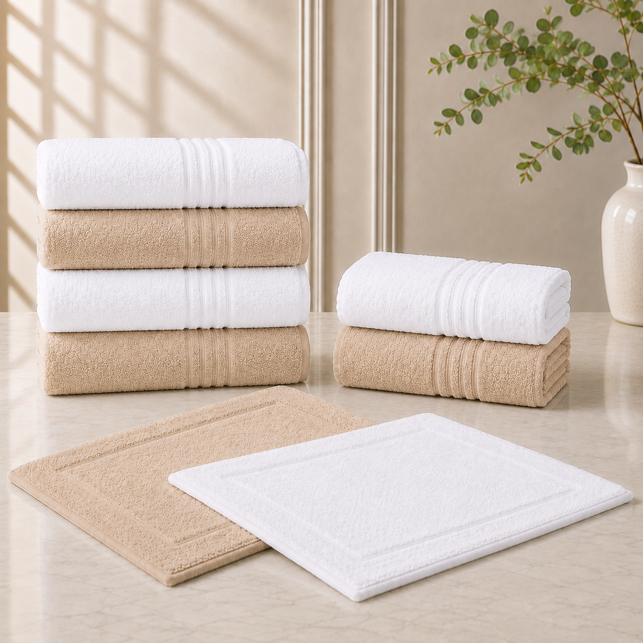 [8 PIEZAS] Juego de Toallas Alba Premium de Algodón Suave + 2 Batas de Baño de Regalo