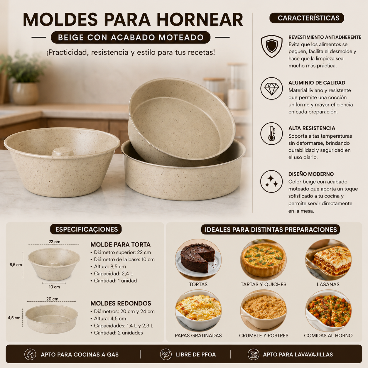 [17 PIEZAS] Juego de Ollas Antiadherentes de Aluminio + Set de silicona de Regalo
