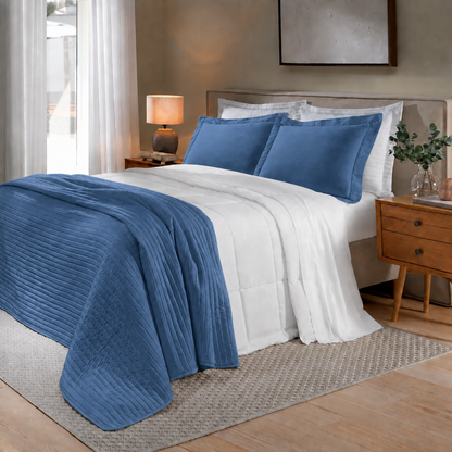 [10 PIEZAS] Juego de Cama Siena de 300 Hilos 100% Algodón con Cubrecama y Manta Decorativa + Set de Toallas Premium de Regalo