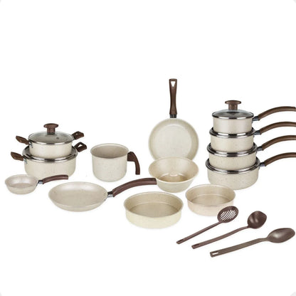 [17 PIEZAS] Juego de Ollas Antiadherentes de Aluminio + Set de silicona de Regalo