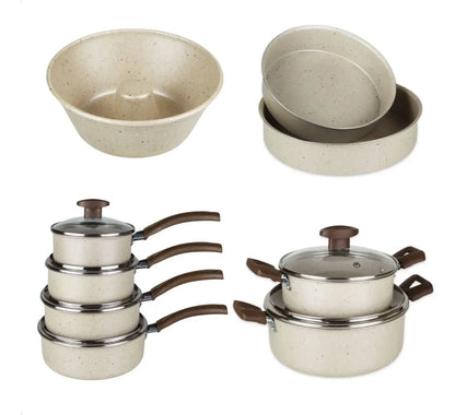 [17 PIEZAS] Juego de Ollas Antiadherentes de Aluminio + Set de silicona de Regalo