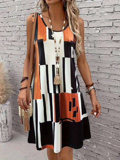 Elliette - Vestido geométrico elegante y casual