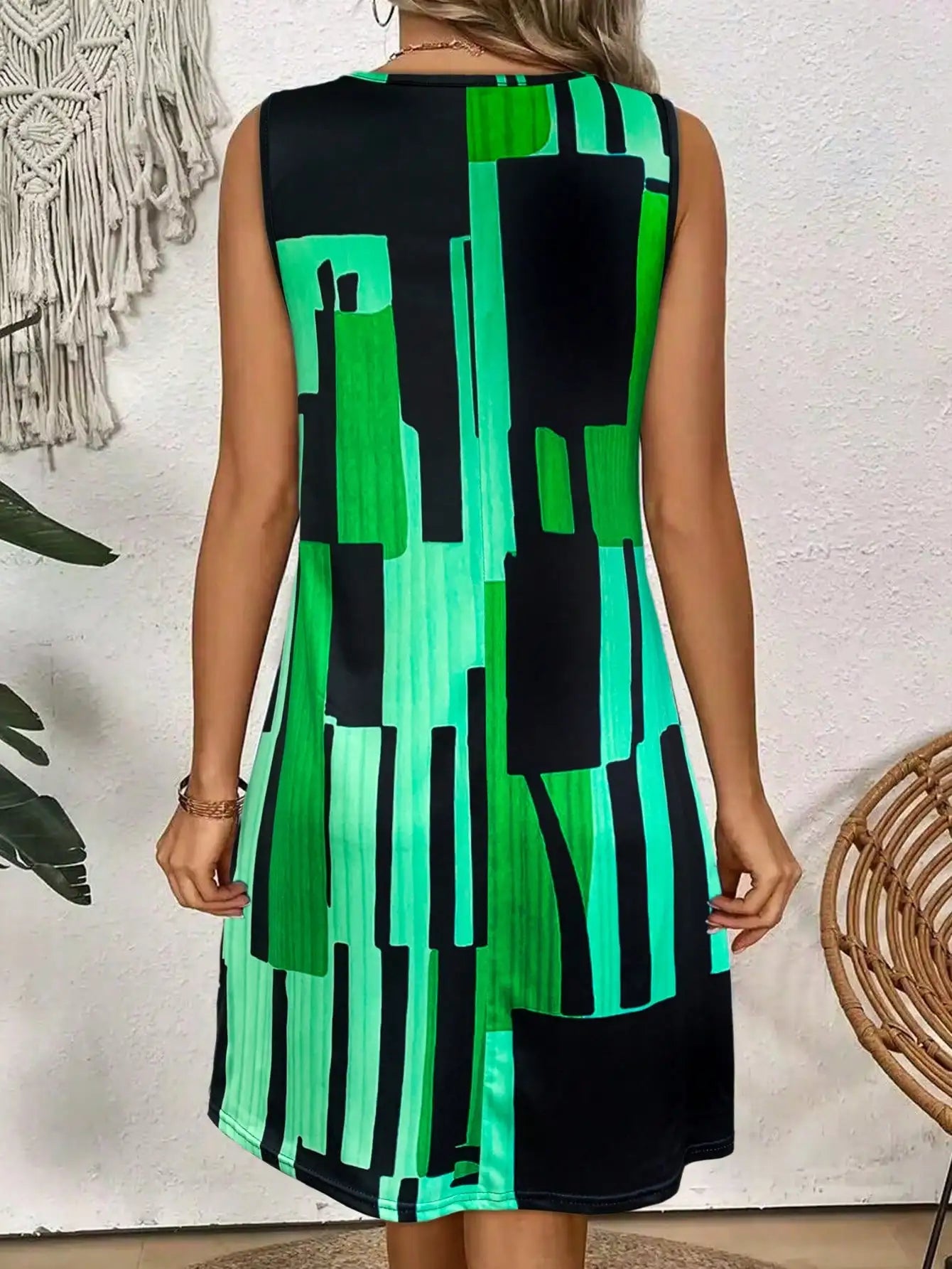 Elliette - Vestido geométrico elegante y casual